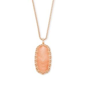 Kendra Scott Macrame Reid Rose Gold Long Pendant Necklace In Blush Wood